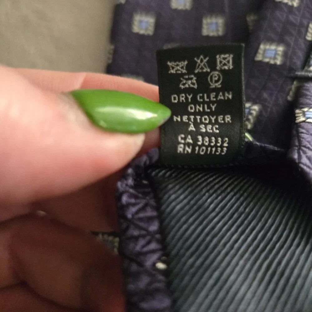 ERMENEGILDO ZEGNA Navy light Blue TEXTURED geometric Woven Silk Tie Italy